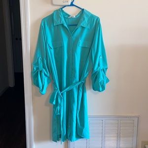 Beautiful, teal shirt dress.